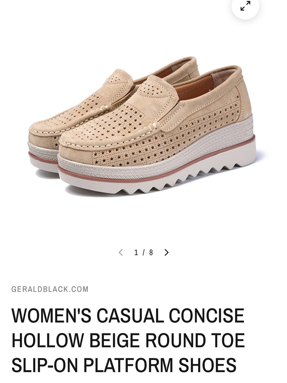 Trendy boutique Beige Perforated Platform Slip-On Loafers sz 9 - Picture 3 of 8